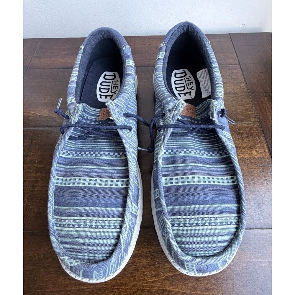 Hey Dude Wally Surf Shawl Navy Multi Men's Shoes Size 13 EU 46 Casual Loafers
